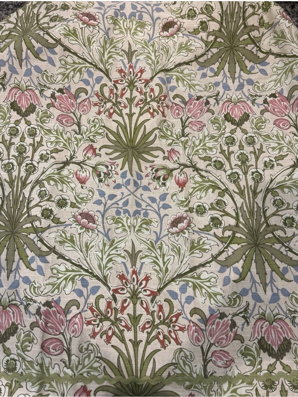 William Morris & Co Kitchen Apron Hyacinth Floral cotton greens pink